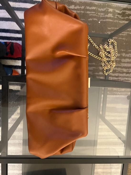 Handbags - Brown Leatherette Chain-Handle Clutch Bag